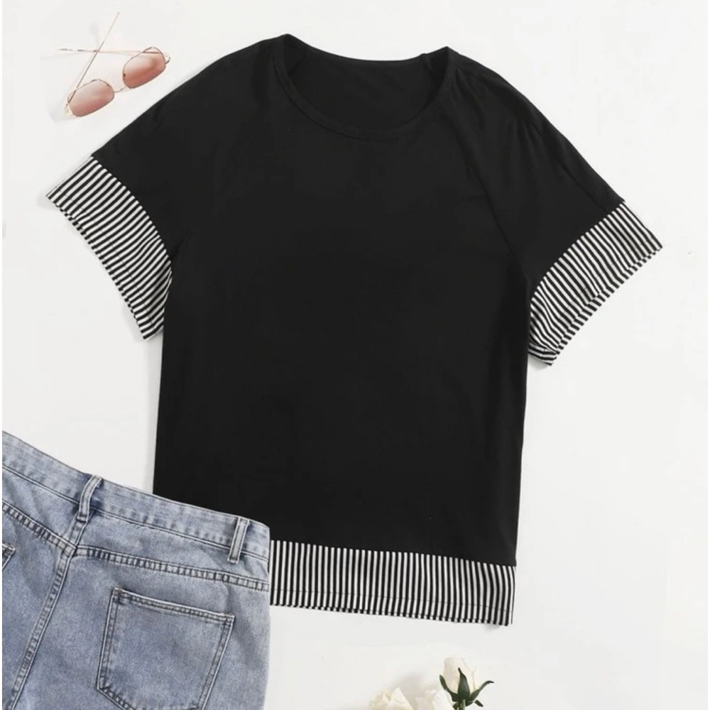 Plus Size Striped Casual T-shirts, 4X (20)